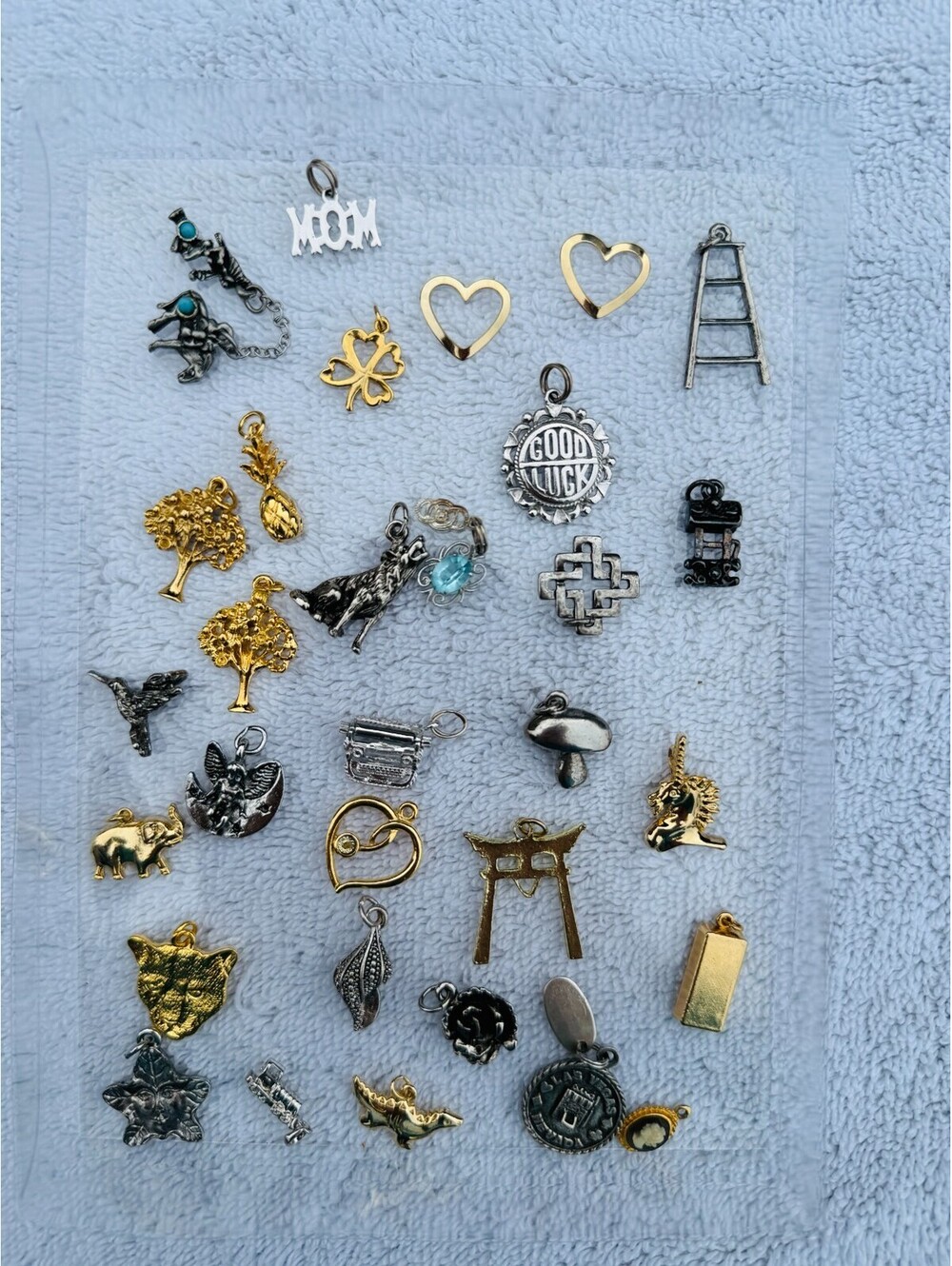 Vintage 30pc Charm Pendant Costume Silver Gold Tone Animals Good Luck Craft